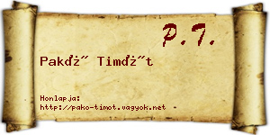 Pakó Timót névjegykártya